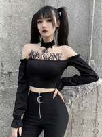 Damen Gothic Tops Schwarz Gothic Polyester Retro Tops