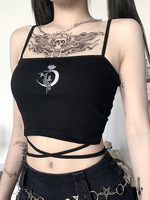 Damen Gothic Tops Schwarz Sexy Polyester Spaghetti Retro Tanks