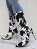 Damen Halbhohe Stiefel Schwarz Micro Wildleder Obermaterial Spitzschuh Bedruckte Stiefel