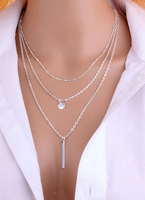 Damen Halskette Silber Metallic Layered Halskette