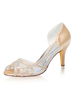 Damen High Heel Party Schuhe Champagne Peep Toe Strass Abendschuhe