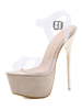 Damen High Heel Sandalen Aprikosen PVC Obere Peep Toe Stiletto Ferse Sommer Sexy Sandalen