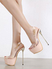 Damen High Heel Sexy Sandalen Aprikose PVC Oberer Peep Toe Stiletto Absatz Sexy Schuhe