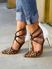 Damen High Heels 2020 Spitze Leopard Criss Cross Stiletto-Absatz Pumps