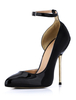 Damen High Heels aus Lackleder mit Fesselriemchen in Schwarz