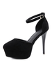 Damen High Heels Black Micro Wildleder Knöchelband Mandel Zehenstiletto Heel Klassische Fersen