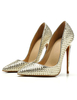Damen High Heels Gold Spitzen Zehen Slip-on Stiletto Pumps