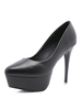 Damen High Heels PU Leder Mandel Zehenstiletto Heel Klassische schwarze Fersen