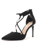 Damen High Heels Reißverschluss Spitzspitze Stöckelabsatz Chic Black Ankle Strap Heels