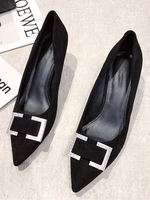 Damen High Heels Schwarz Polyurethan Slip-On Spitze Zehen Stiletto Ferse Casual Heels
