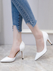 Damen High Heels Slip-On Spitze Zehen Stiletto Absatz Einfach Low-Tops Schwarz