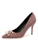 Damen High Heels Slip-On Spitze Zehen Stiletto Heel Perlen Chic Low-Tops Pink Schuhe