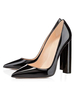 Damen High Heels Slip-On Spitzschuh Blockabsatz Sexy Pumps Schwarz