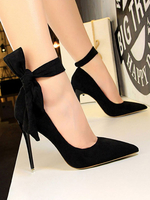 Damen High Heels Spitzspitze Stöckelschuhe Bögen Schwarzer Knöchelriemen Polyurethan Pumps