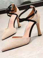 Damen High Heels Wildleder Spitze Zehen Criss Cross Stiletto Heel Pumps