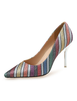 Damen Hoch Heels 2020 Glitter Spitze Slip On Pumpen