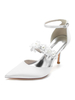 Damen Hochzeitsschuhe Blumen Satin Spitzschuh Pfennigabsatz Brautschuhe