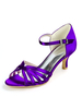 Damen Hochzeitsschuhe Satin Deep Purple Open Toe Schnalle Kitten Heel