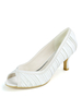 Damen Hochzeitsschuhe Satin White Peep Toe Kitten Heel 2.4