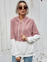 Damen Hoodie Cameo Brown Langarm Zweifarbiges Polyester Hooded Sweatshirt