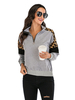 Damen Hoodie Grau Langarm Color Block Baumwolle Hooded Winter Sweatshirt