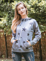 Damen Hoodie Hellgrau Langarm Bedrucktes Polyester Hooded Sweatshirt