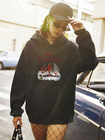 Damen Hoodie Schwarz Langarm Weihnachtsmuster Kordelzug Polyester Kapuze Casual Sweatshirt