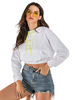 Damen Hoodie Weiß Langarm Baumwolle Classic Winter Hooded Sweatshirt