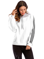 Damen Hoodie Weiß Langarm Color Block Polyester Hooded Sweatshirt