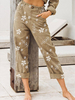 Damen-Hosen Khaki Blumen beiläufige Polyester gedruckte Hosen