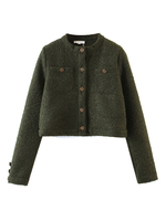 Damen Hunter Green Jacke Jewel Neck Langarm Polyester Sweater Cardigan