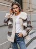 Damen Jacke Aprikose Turndown Kragen Plaid Polyester Langarm Winterjacke