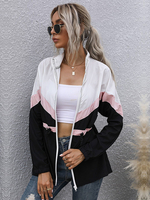Damen Jacke Stehkragen Lange Ärmel Zweifarbige Polyester Mäntel