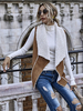 Damen Jacke Turndown Kragen Ärmellose Leder Khaki Short Jacket