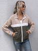 Damen Jacke Umlegekragen Langarm Color Block Polyester Hunter Green Mantel
