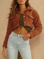 Damen Jacke Umlegekragen Metall Details Polyester Baumwolle Damen Jacke