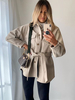 Damen Jacken Ecru White Turndown Kragen Schnür lässig lange Jacke Wintermantel