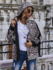 Damen Jacken Kapuze Leopardenmuster Reißverschluss Casual Street Wear Schwarze Jacke für Frauen