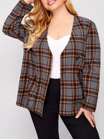 Damen Jacken Plaid Casual Street Wear Khaki Jacke für Frauen