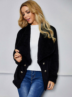 Damen Jacken Turndown Kragen Front Button Casual Indoor Black Jacke für Frauen