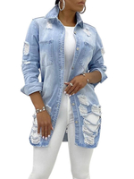 Damen Jacken Turndown Kragen Front Button Lässig ausgeschnitten Street Wear Light Sky Blue Jacke für Frauen