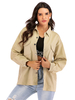 Damen Jacken Turndown Kragen Langarm Classic Field Khaki Baumwolle Winterjacke