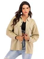 Damen Jacken Turndown Kragen Langarm Classic Field Khaki Baumwolle Winterjacke