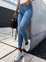 Damen Jeans Blau Low Rise Taillenreißverschluss Fly Tapered Fit Denimhose