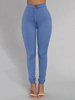 Damen Jeans Blau Lycra Spandex High Rise Taille Button Fly Tapered Fit Hose