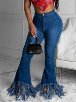 Damen Jeans Blue Cool Flared Denim Lässige lange Jeans Hose