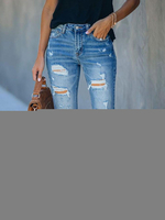 Damen Jeans Blue Ripped Straight Leg Jeanshose