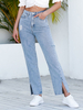 Damen Jeans Cowboy Knöpfe Taschen Hohe Taille Reißverschluss Hosenschlitz Knopfleiste Gerade Jeans