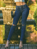 Damen Jeans Cowboyhose Deep Blue Long Strength Denim Freizeithose