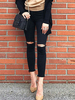 Damen Jeans Cowboyhose Schwarze lange; enge Jeanshose